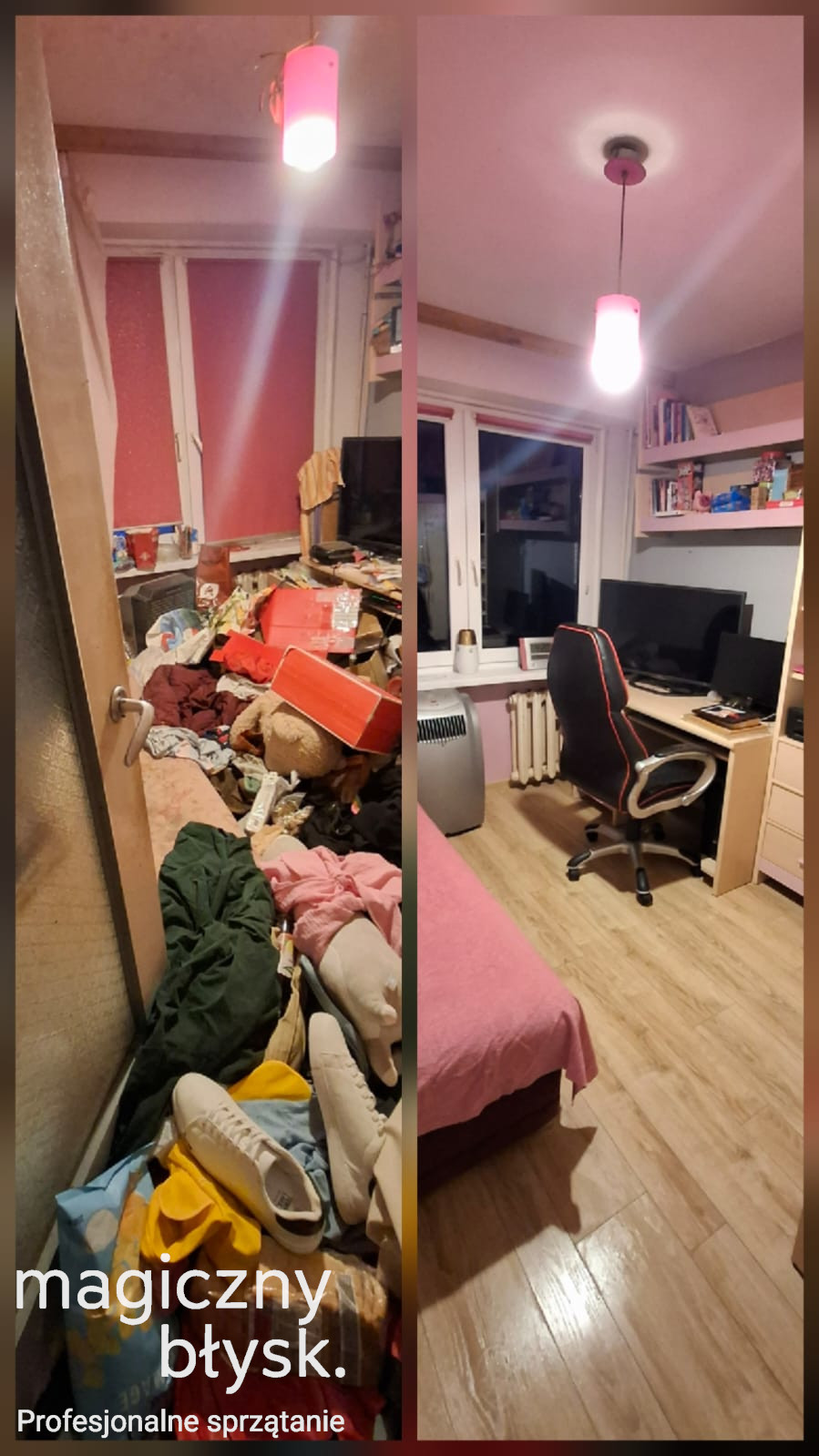 Sprzątanie po zbieractwie Białystok - Pokój przed i po czyszczeniu